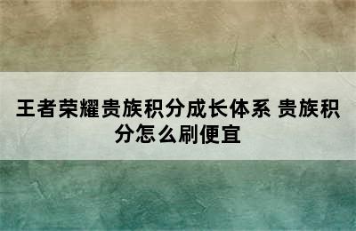 王者荣耀贵族积分成长体系 贵族积分怎么刷便宜